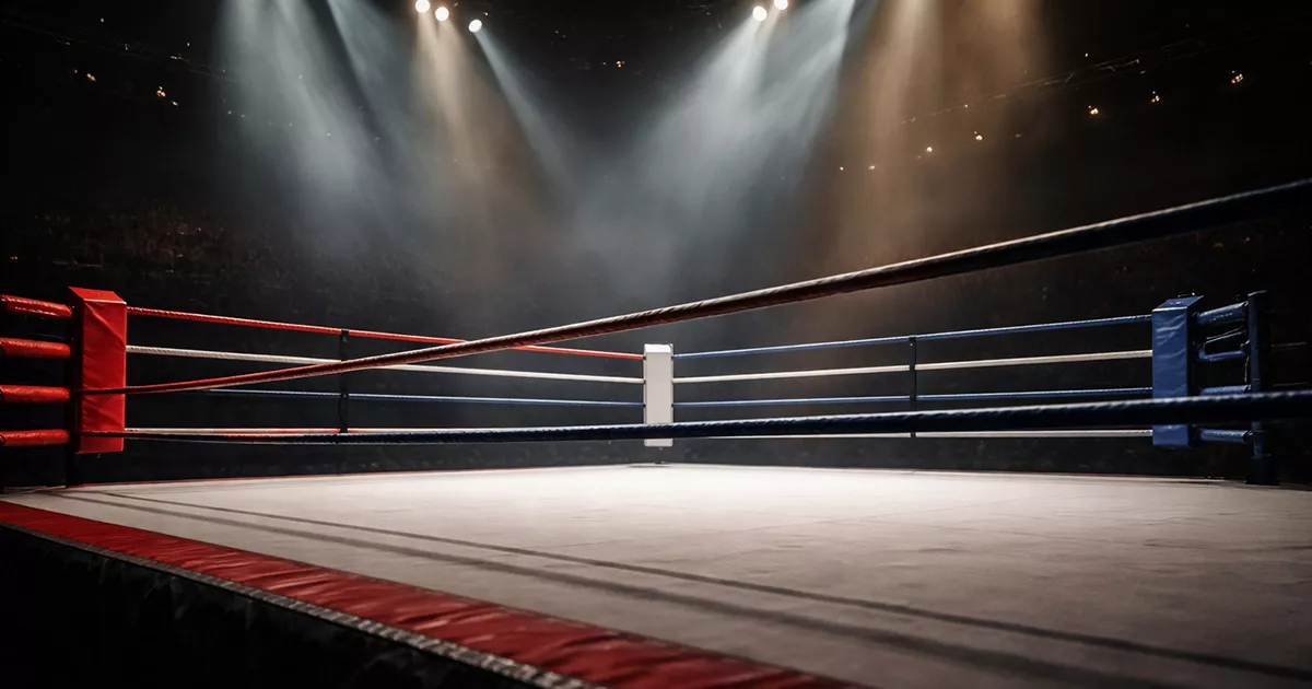 Guía completa de apuestas deportivas de boxeo: ring profesional iluminado