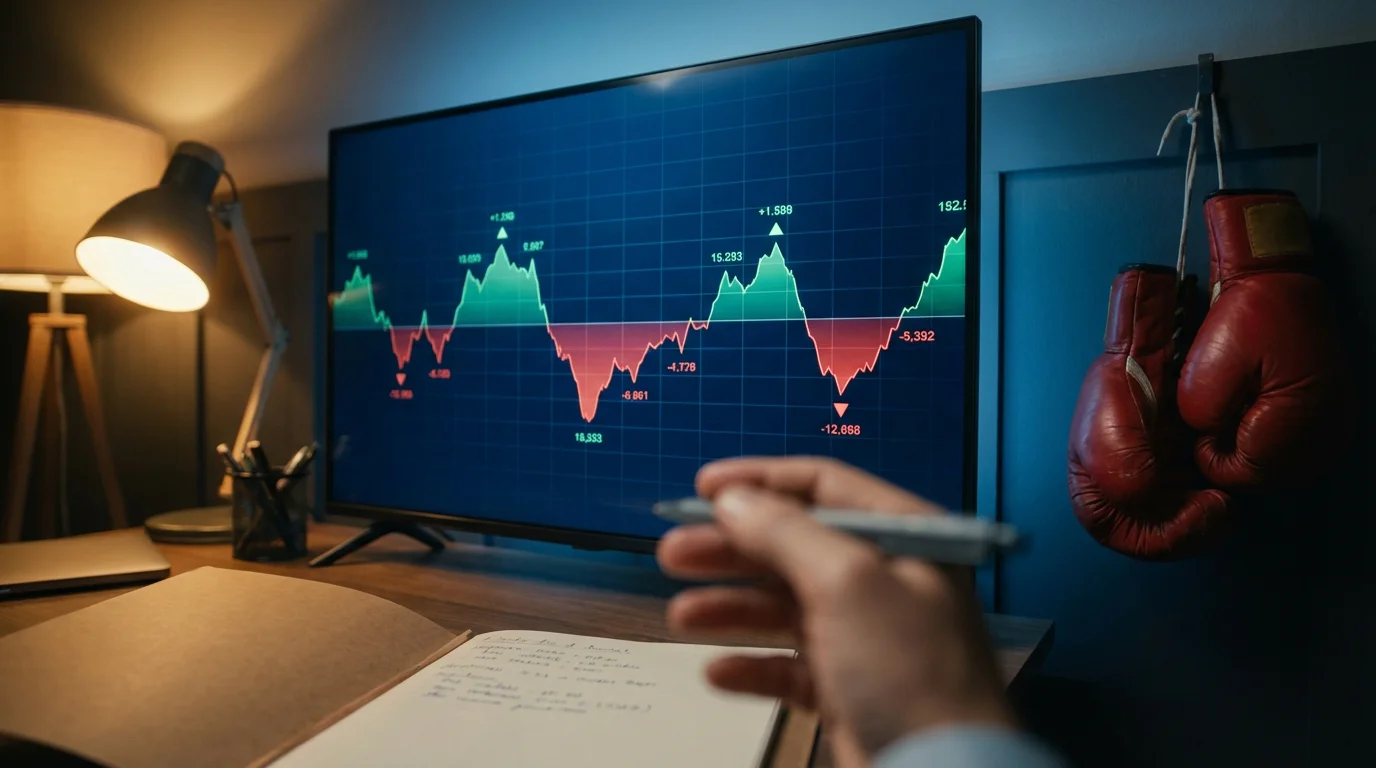 Pantalla digital mostrando cuotas de boxeo con flechas de movimiento hacia arriba y hacia abajo
